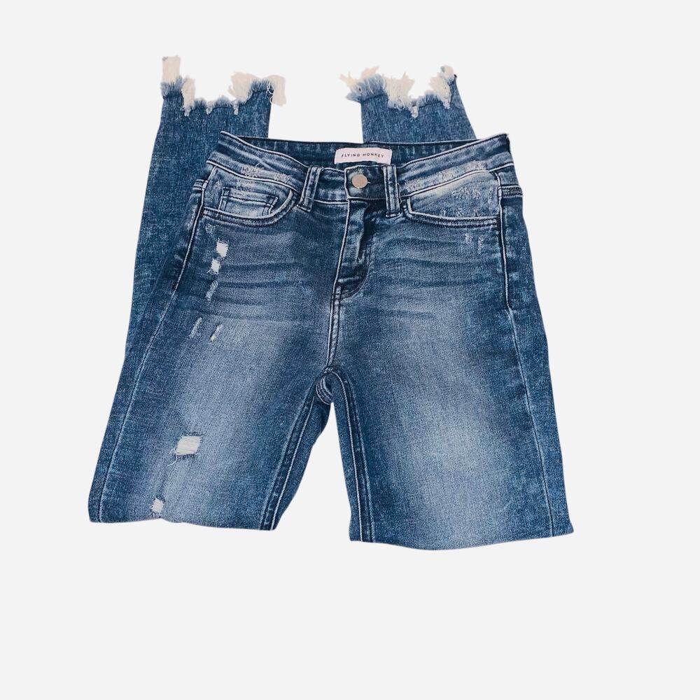 Flying Monkey chewed out hem Skinny Jeans sz 25 - Picture 2 of 9
